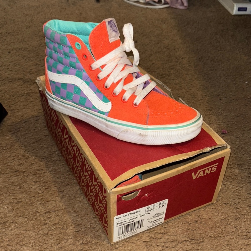 Vans Orange and Purple High-Top Sneakers